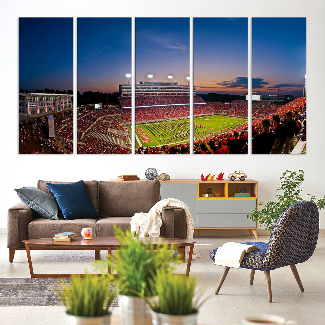 NC State Wolfpack Football Team Print - Raleigh Carter-Finley Stadium Wall Art Canvas Print