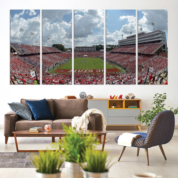 NC State Wolfpack Football Team Print - Raleigh Carter-Finley Stadium Wall Art Canvas Print