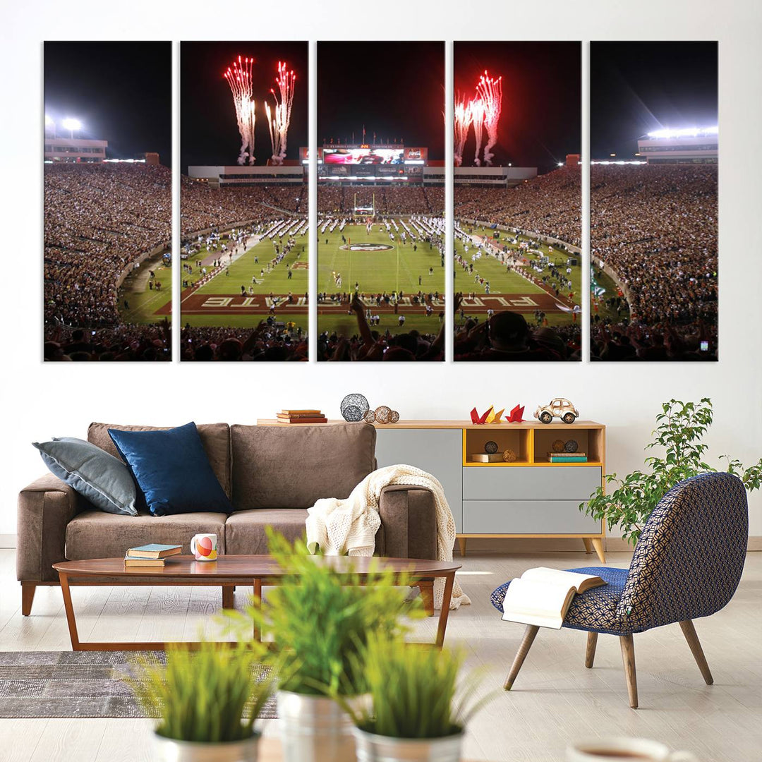 Florida State Seminoles Football Team Print - Tallahassee Doak Campbell Stadium Wall Art Canvas Print