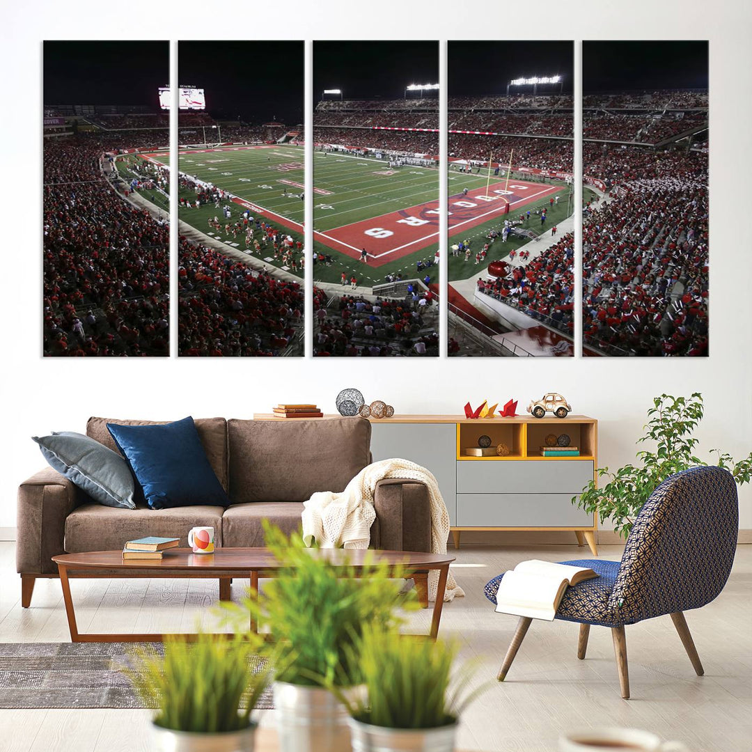 Houston Cougars Football Team Print - Houston TDECU Stadium Wall Art Canvas Print