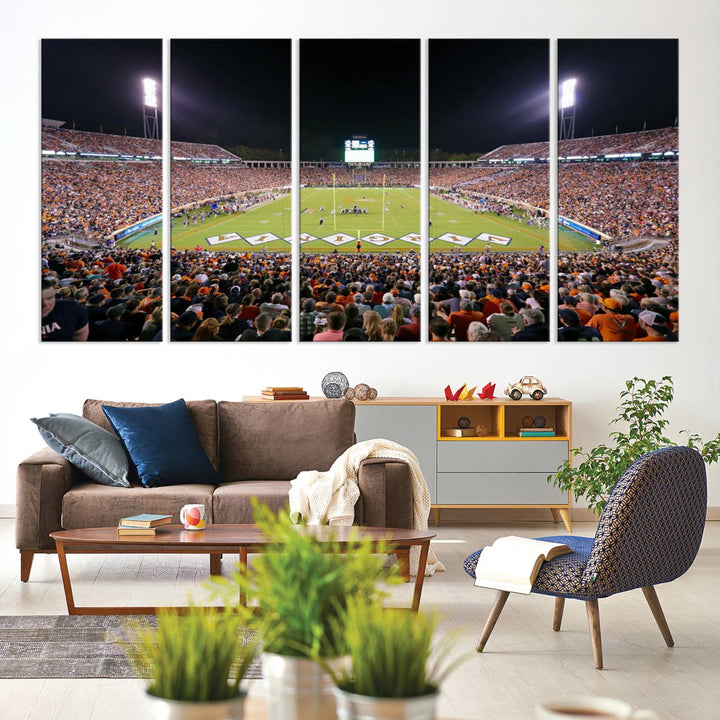 Virginia Cavaliers Football Team Print - Charlottesville Scott Stadium Wall Art Canvas Print