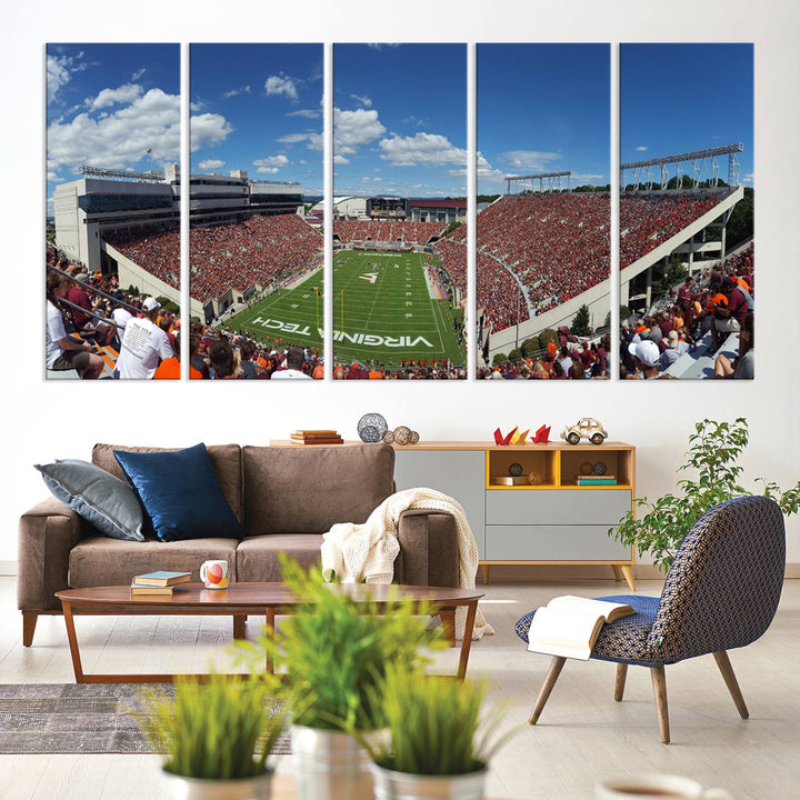 Virginia Tech Hokies Football Team Print - Blacksburg Lane Stadium Wall Art Canvas Print