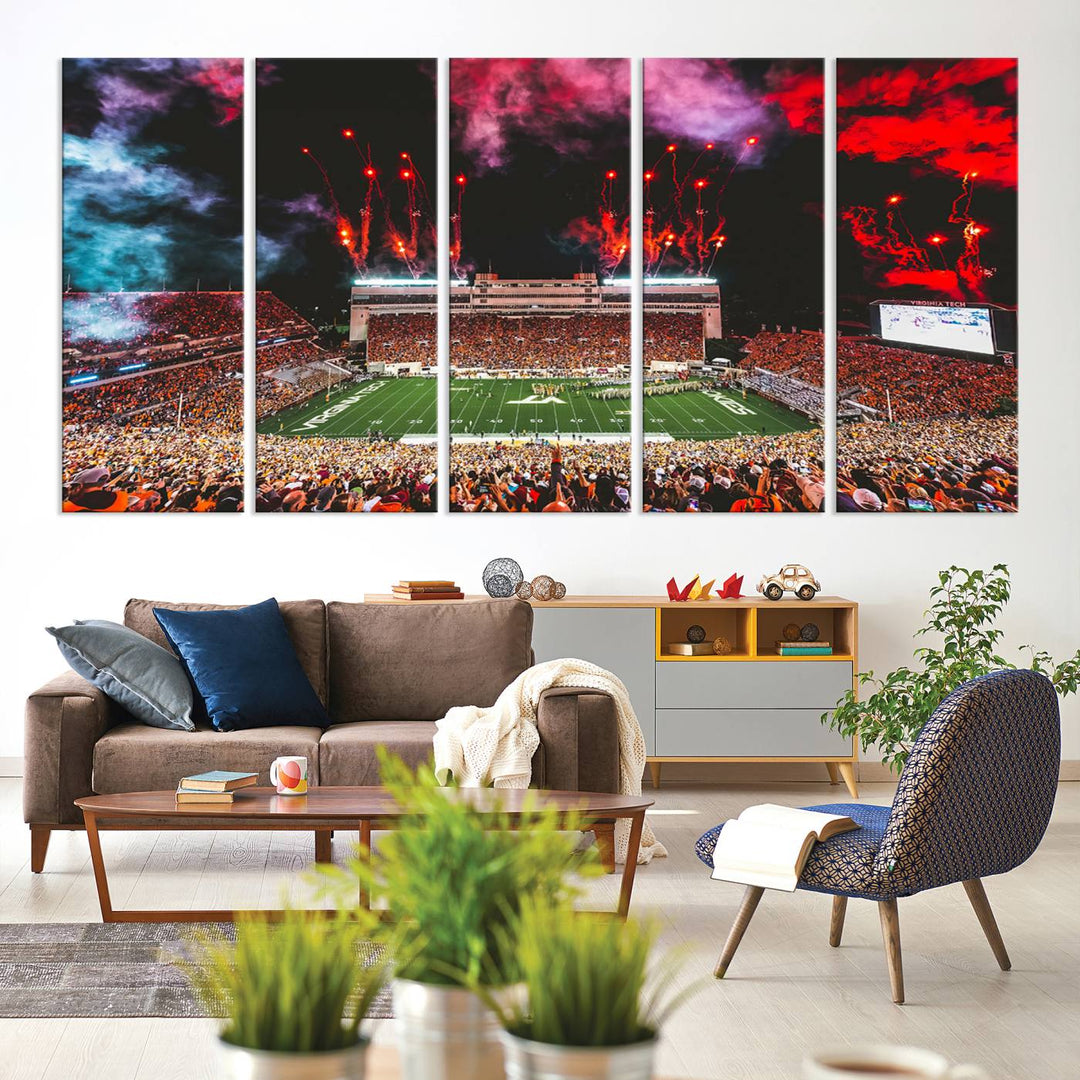 Virginia Tech Hokies Football Team Print - Blacksburg Lane Stadium Wall Art Canvas Print