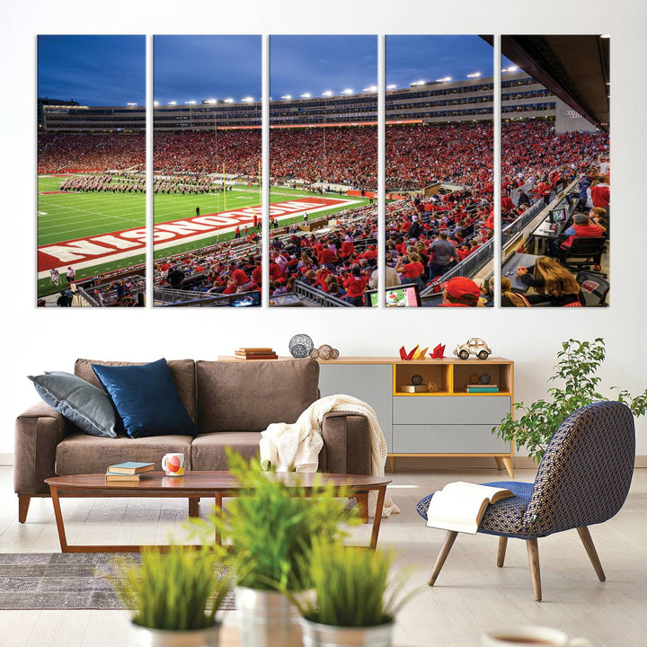 Wisconsin Badgers Football Team Print - Madison Camp Randall Stadium Wall Art Canvas Print