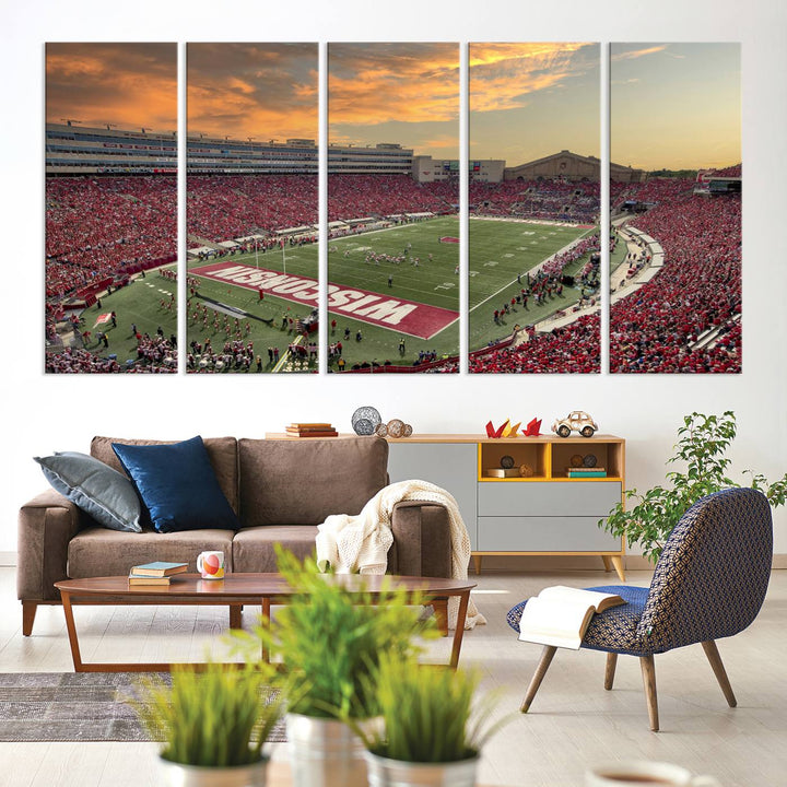 Wisconsin Badgers Football Team Print - Madison Camp Randall Stadium Wall Art Canvas Print