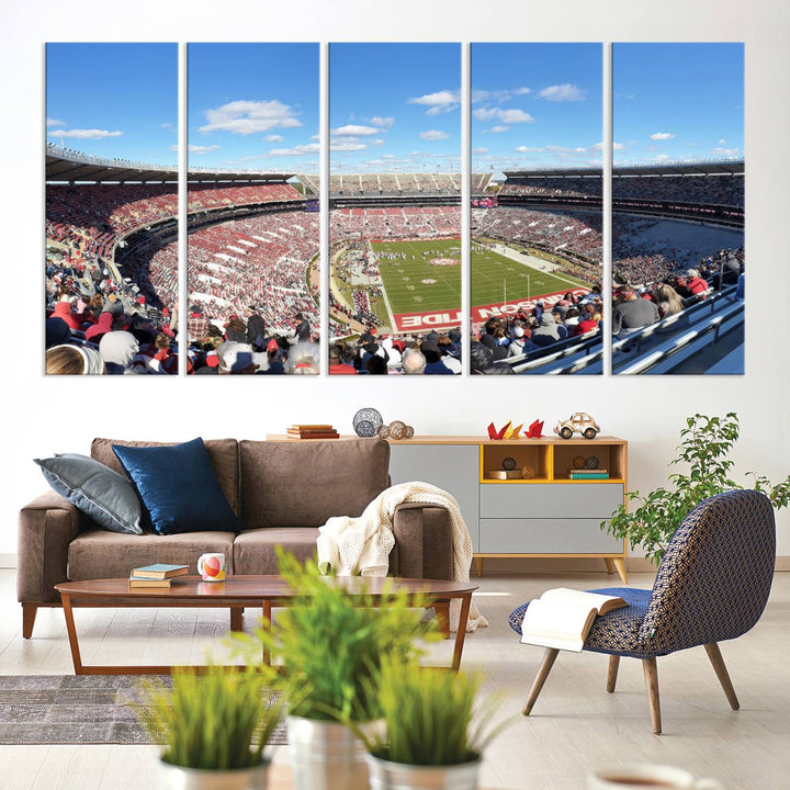 University of Alabama Crimson Tide Football Team Print - Tuscaloosa Bryant-Denny Stadium Wall Art Canvas Print