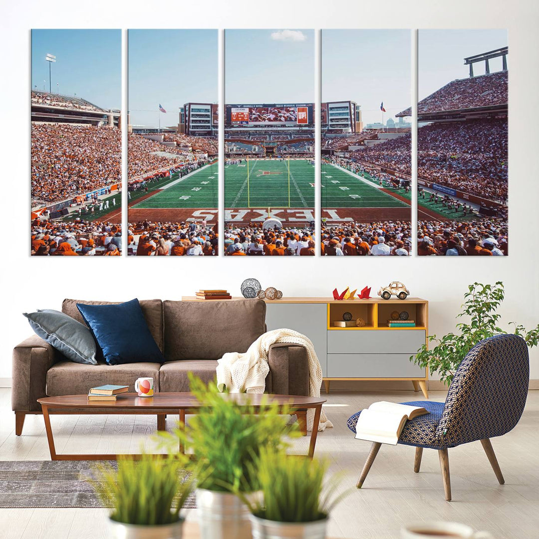 University of Texas Longhorns Football Team Print - Austin Darrell K Royal-Texas Memorial Stadium at Campbell-Williams Field Wall Art Canvas Print