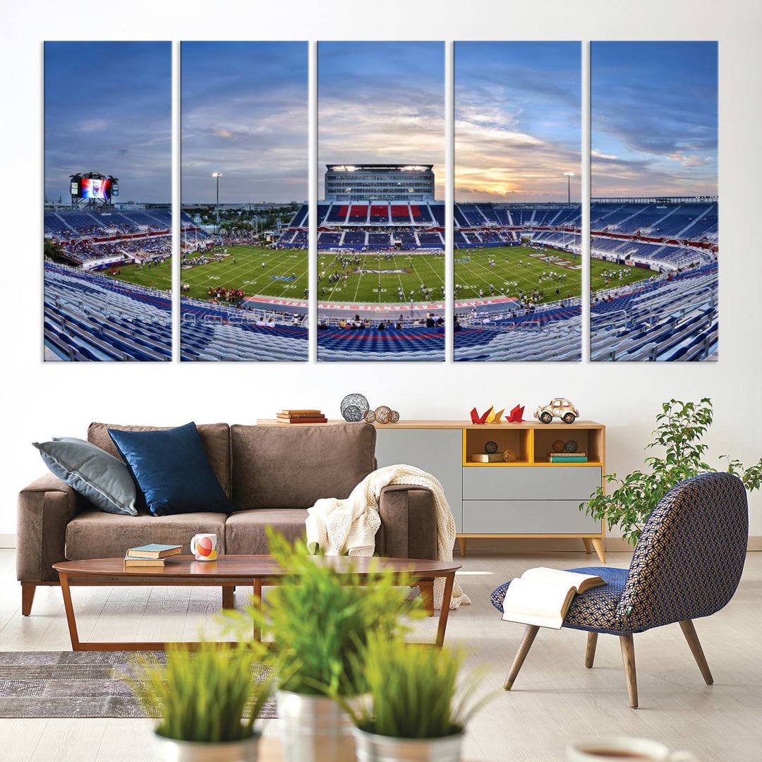 Florida Atlantic University Owls Football Team Print - Boca Raton FAU Stadium Wall Art Canvas Print