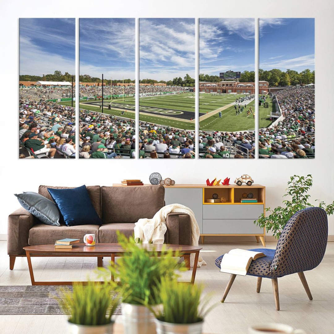 University of Charlotte 49ers Football Team Print - Charlotte Jerry Richardson Stadium Wall Art Canvas Print