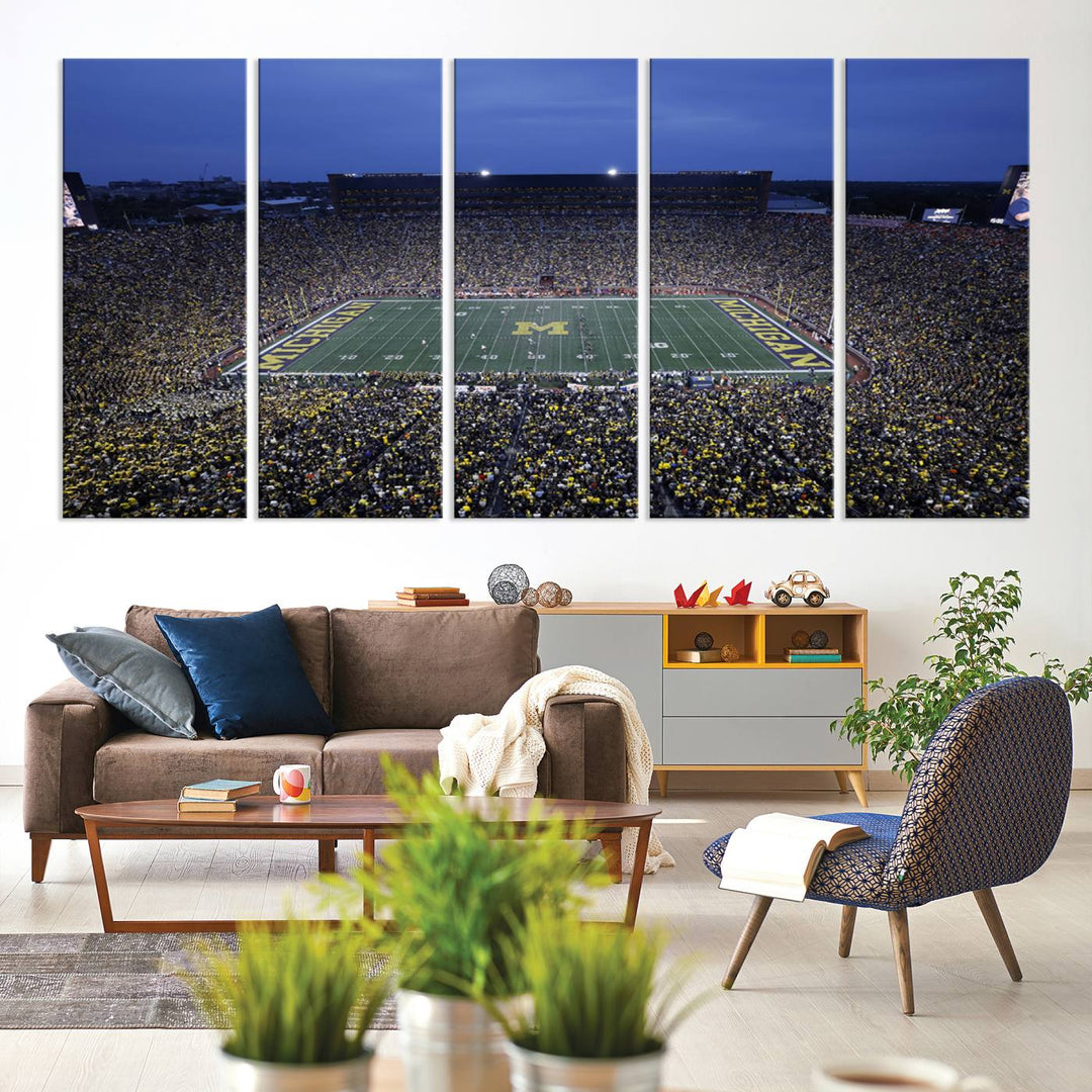 University of Michigan Wolverines Football Team Print - Ann Arbor Michigan Stadium Wall Art Canvas Print