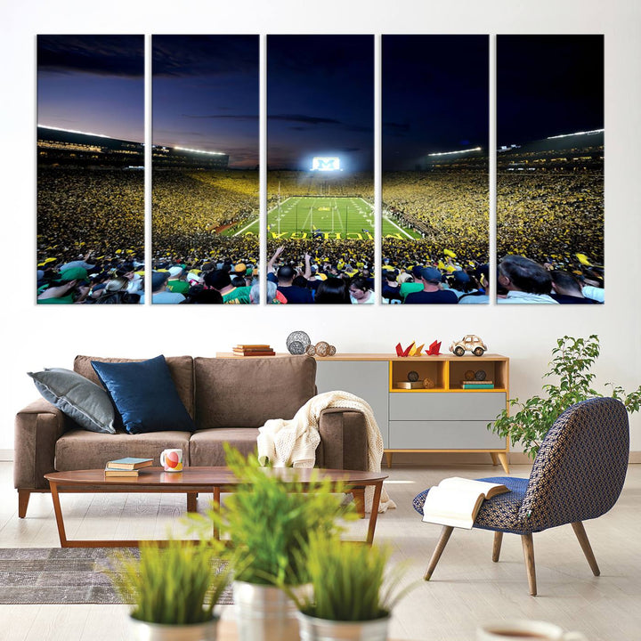 University of Michigan Wolverines Football Team Print - Ann Arbor Michigan Stadium Wall Art Canvas Print