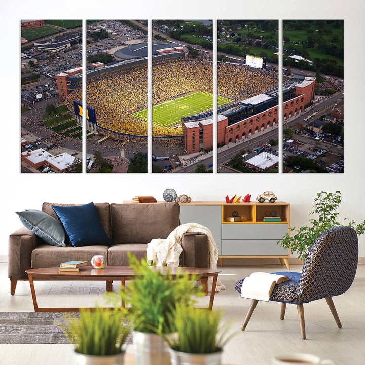 University of Michigan Wolverines Football Team Print - Ann Arbor Michigan Stadium Wall Art Canvas Print