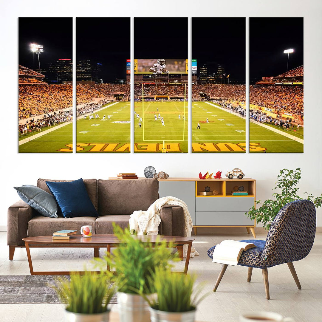 ASU Sun Devils Football Team Print - Phoenix Mountain America Stadium Wall Art Canvas Print