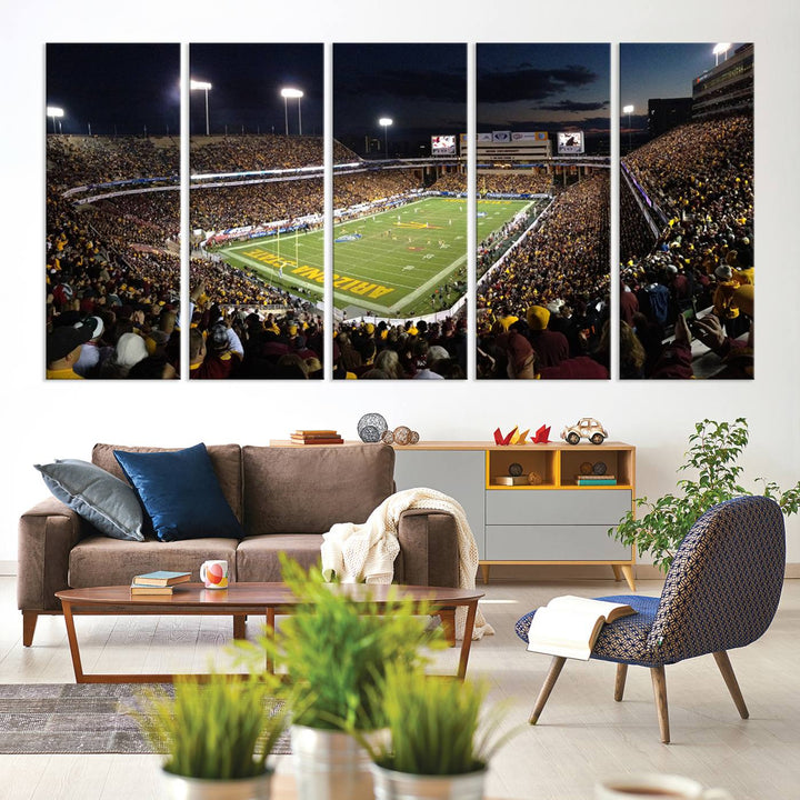 ASU Sun Devils Football Team Print - Phoenix Mountain America Stadium Wall Art Canvas Print