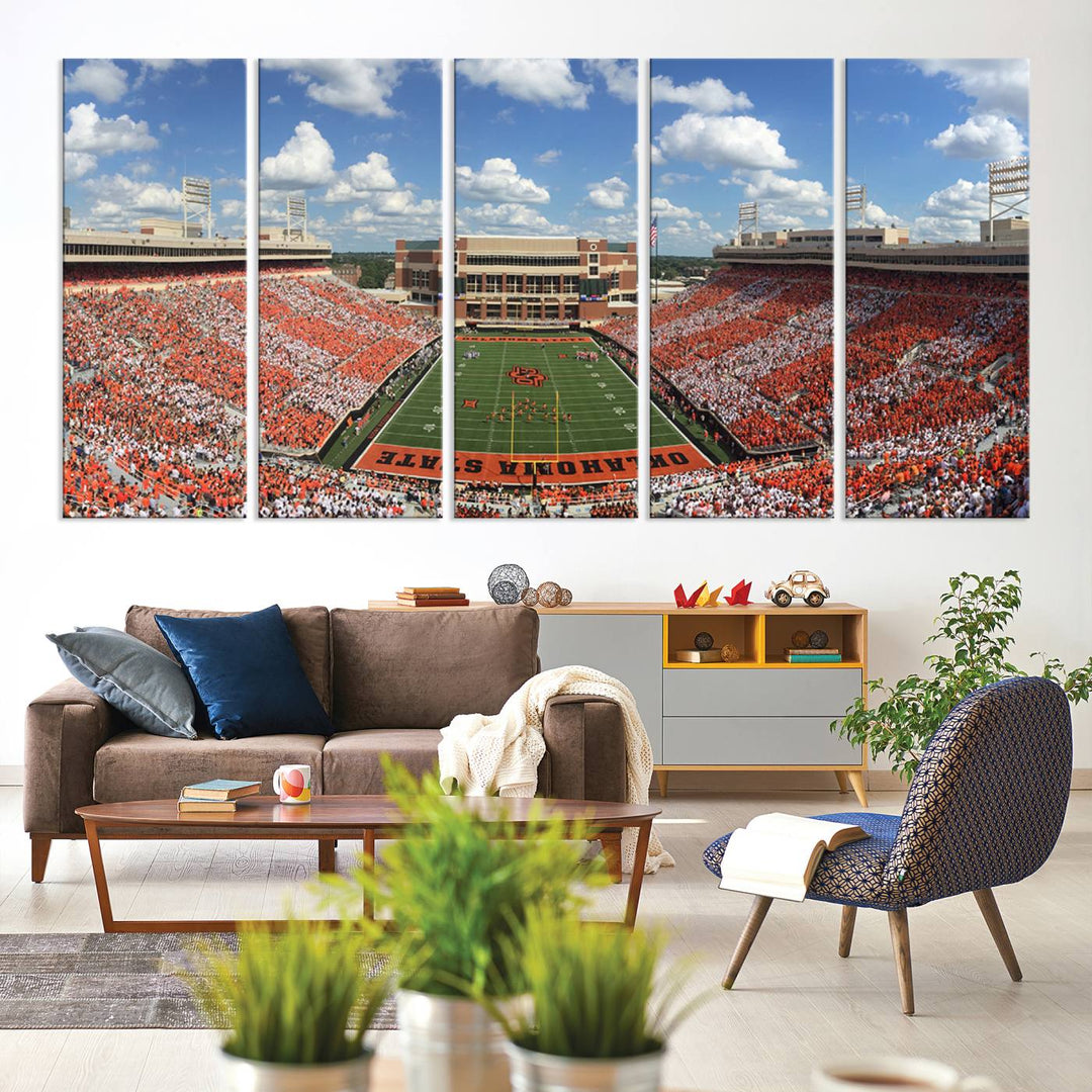 Oklahoma State Cowboys Football Team Print - Stillwater Boone Pickens Stadium Wall Art Canvas Print