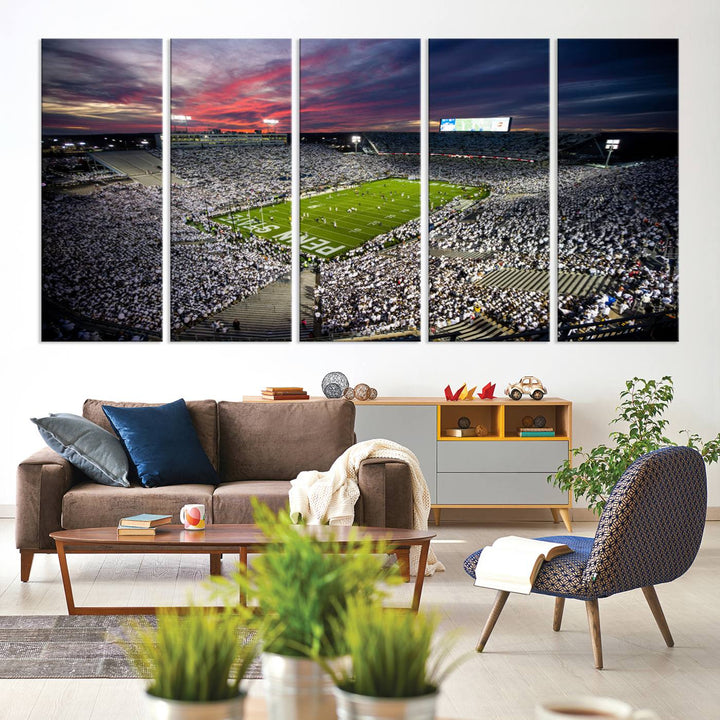 Penn State Nittany Lions Football Team Print - University Park Beaver Stadium Wall Art Canvas Print