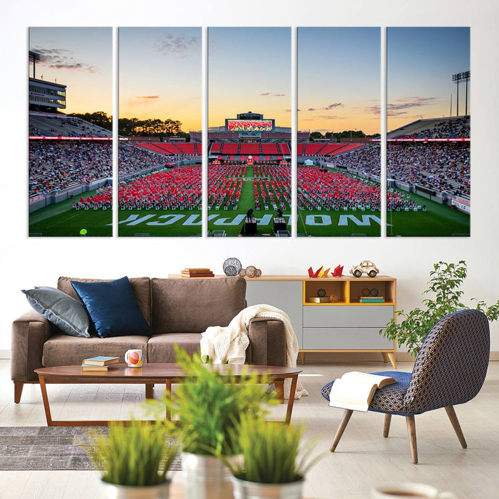 NC State Wolfpack Football Team Print - Raleigh Carter-Finley Stadium Wall Art Canvas Print