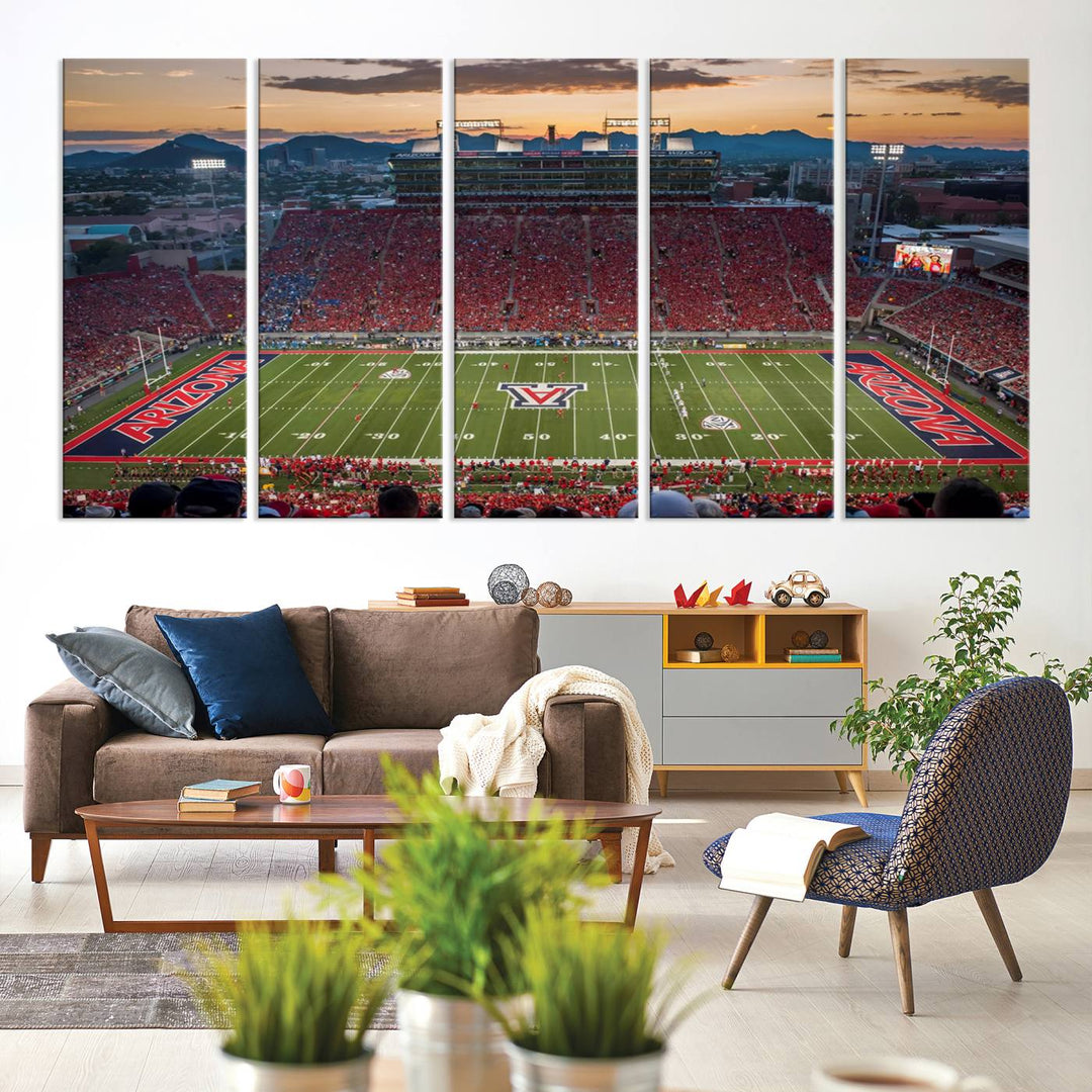 Arizona Wildcats Football Team Print - Tucson Arizona Stadium Wall Art Canvas Print