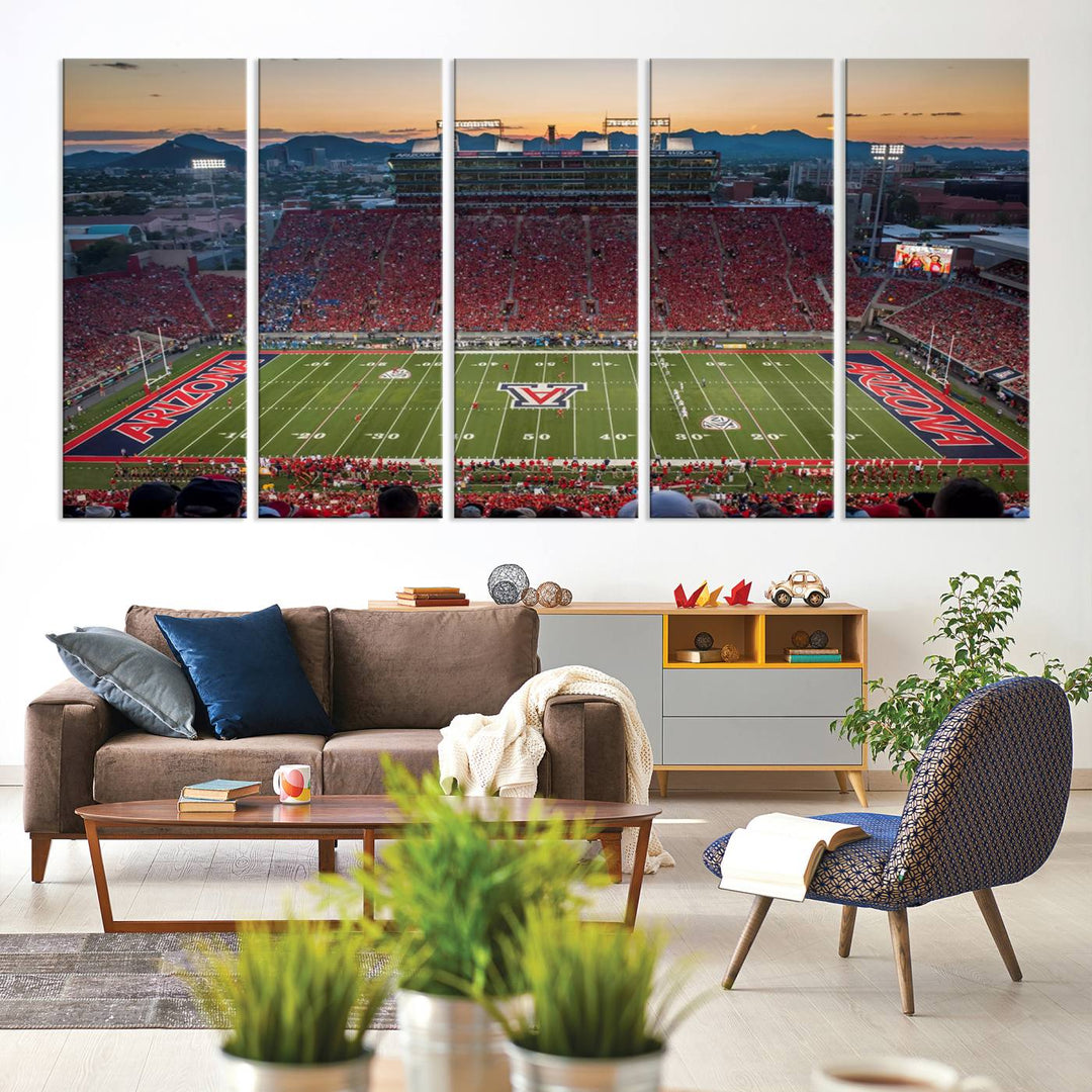 Arizona Wildcats Football Team Print - Tucson Arizona Stadium Wall Art Canvas Print