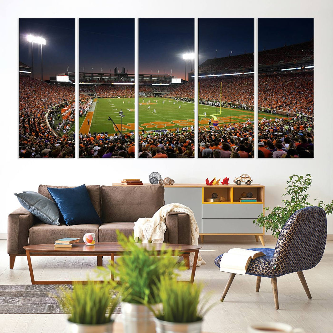 Clemson University Tigers Football Team Print - Clemson Memorial Stadium Wall Art Canvas Print