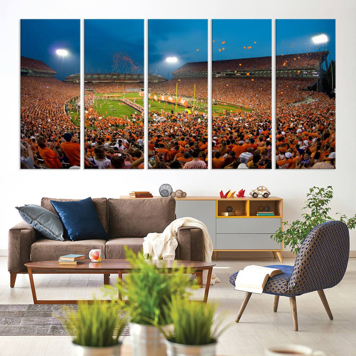 Clemson University Tigers Football Team Print - Clemson Memorial Stadium Wall Art Canvas Print