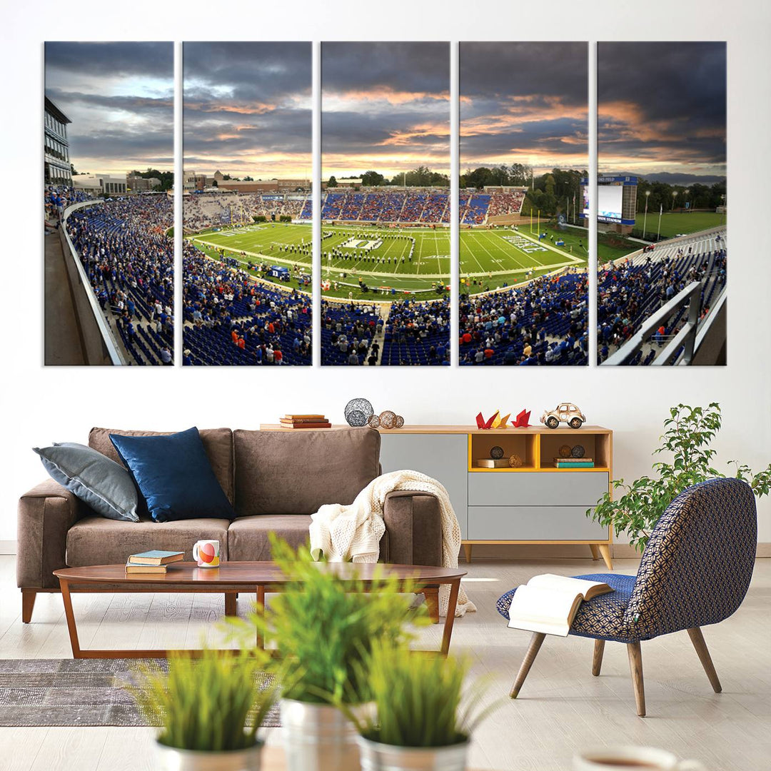 Duke University Blue Devils Football Team Print - Durham Wallace Wade Stadium Wall Art Canvas Print