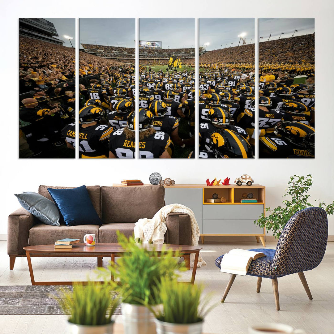 Iowa University Hawkeyes Football Team Print - Iowa City Kinnick Stadium Wall Art Canvas Print