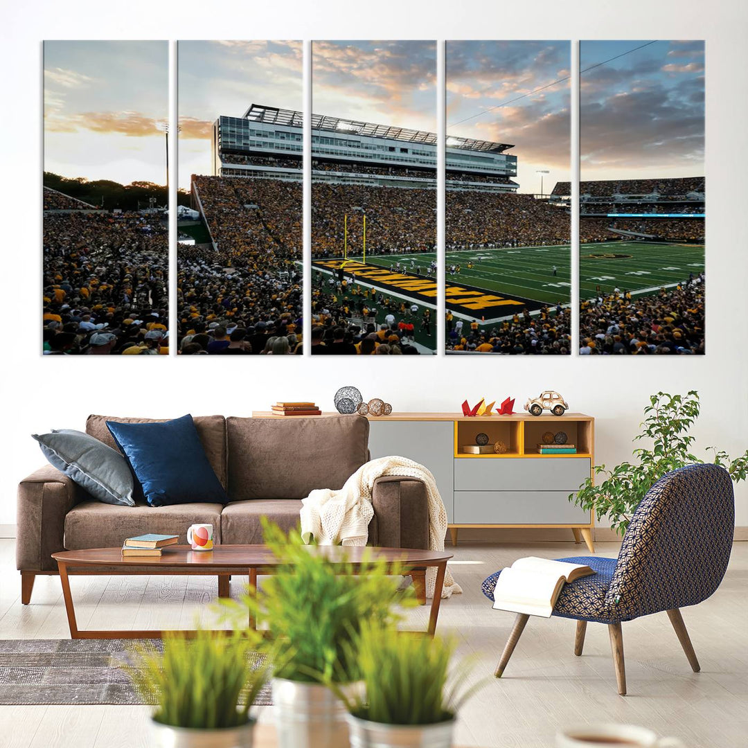 Iowa University Hawkeyes Football Team Print - Iowa City Kinnick Stadium Wall Art Canvas Print