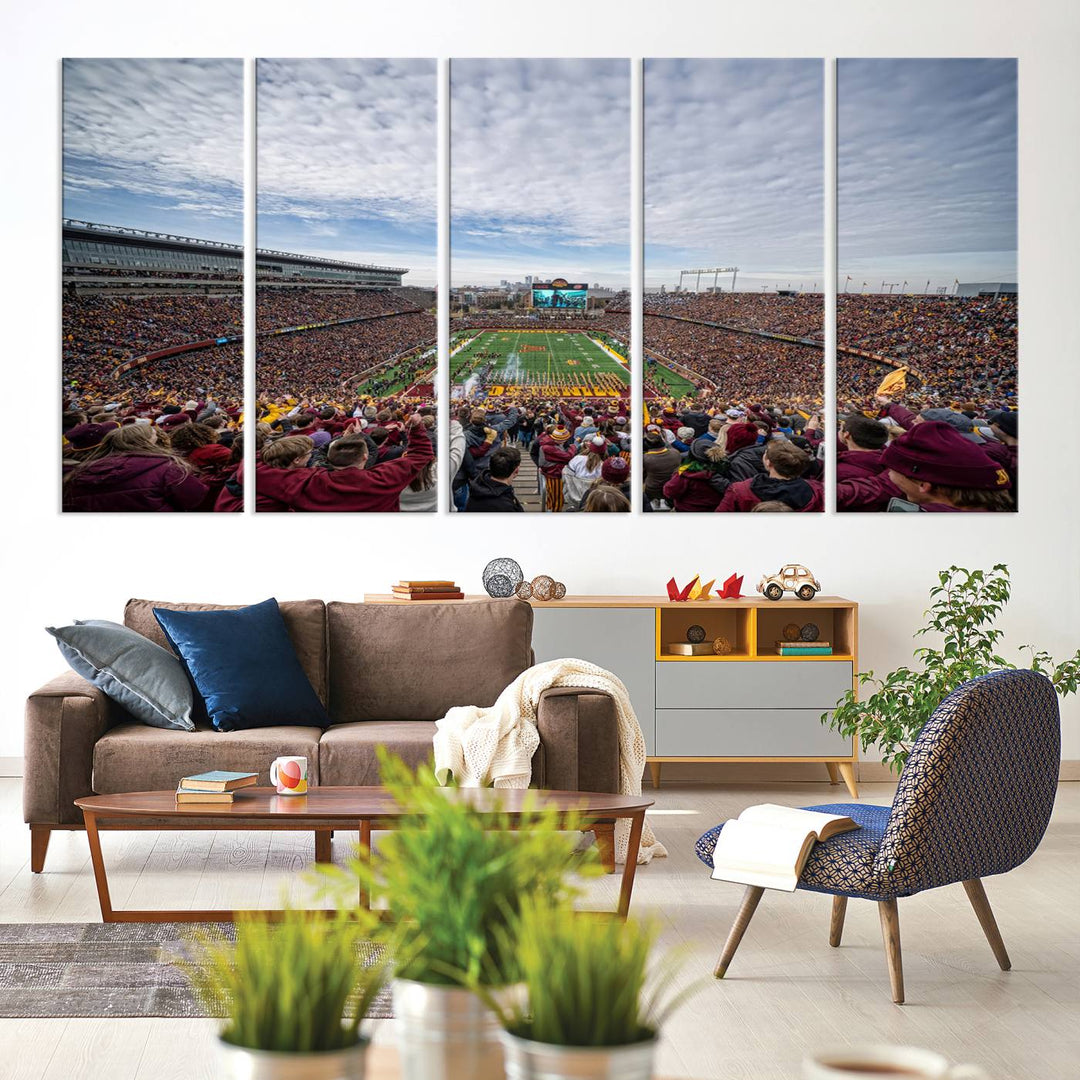 The University of Minnesotas Huntington Bank Stadium features vibrant wall art.