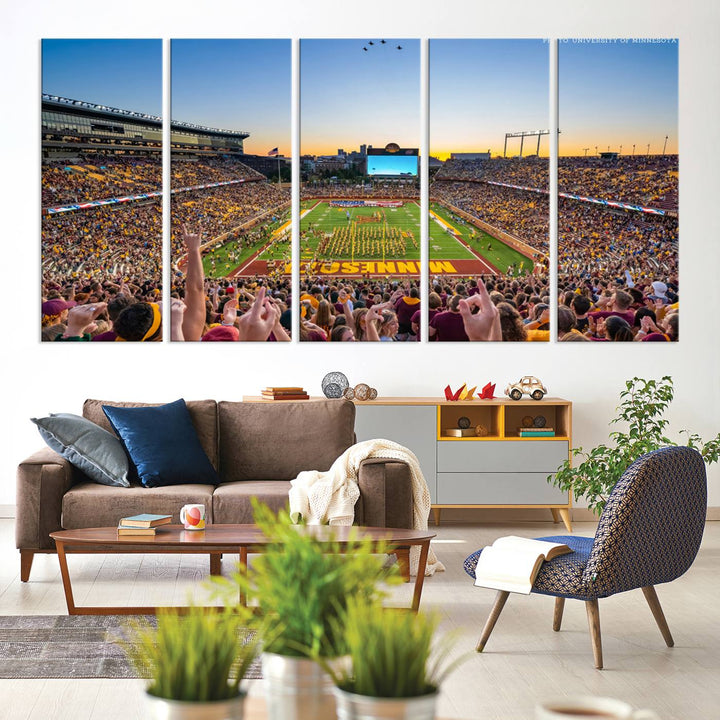 University of Minnesota Golden Gophers Football Team Print - Minneapolis Huntington Bank Stadium Wall Art Canvas Print