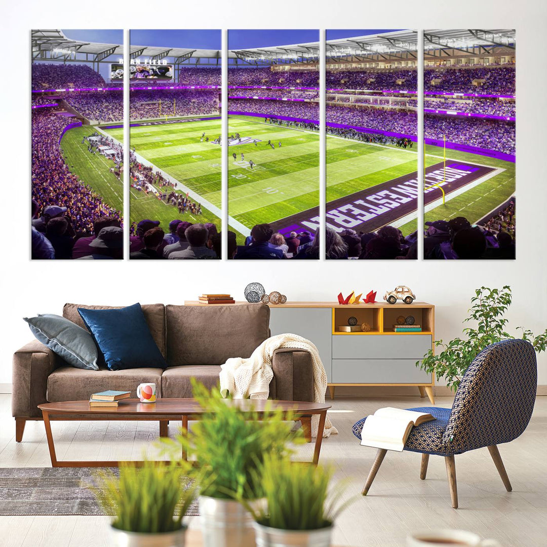 Northwestern University Wildcats Football Team Print - Evanston Ryan Field Wall Art Canvas Print