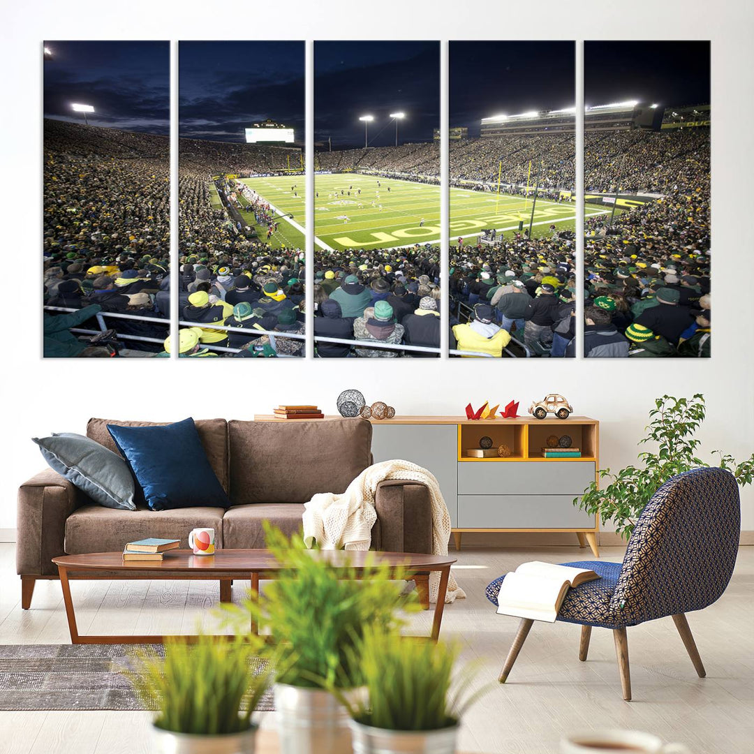 University of Oregon Ducks Football Team Print - Eugene Autzen Stadium Wall Art Canvas Print