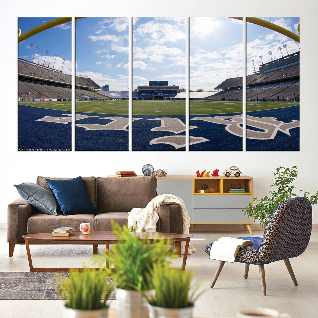 Rice University Owls Football Team Print - Houston Rice Stadium Wall Art Canvas Print