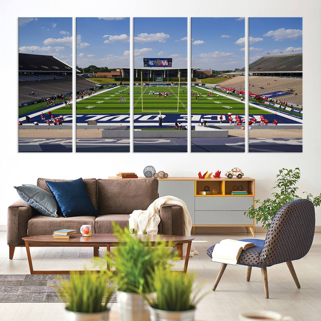 Rice University Owls Football Team Print - Houston Rice Stadium Wall Art Canvas Print