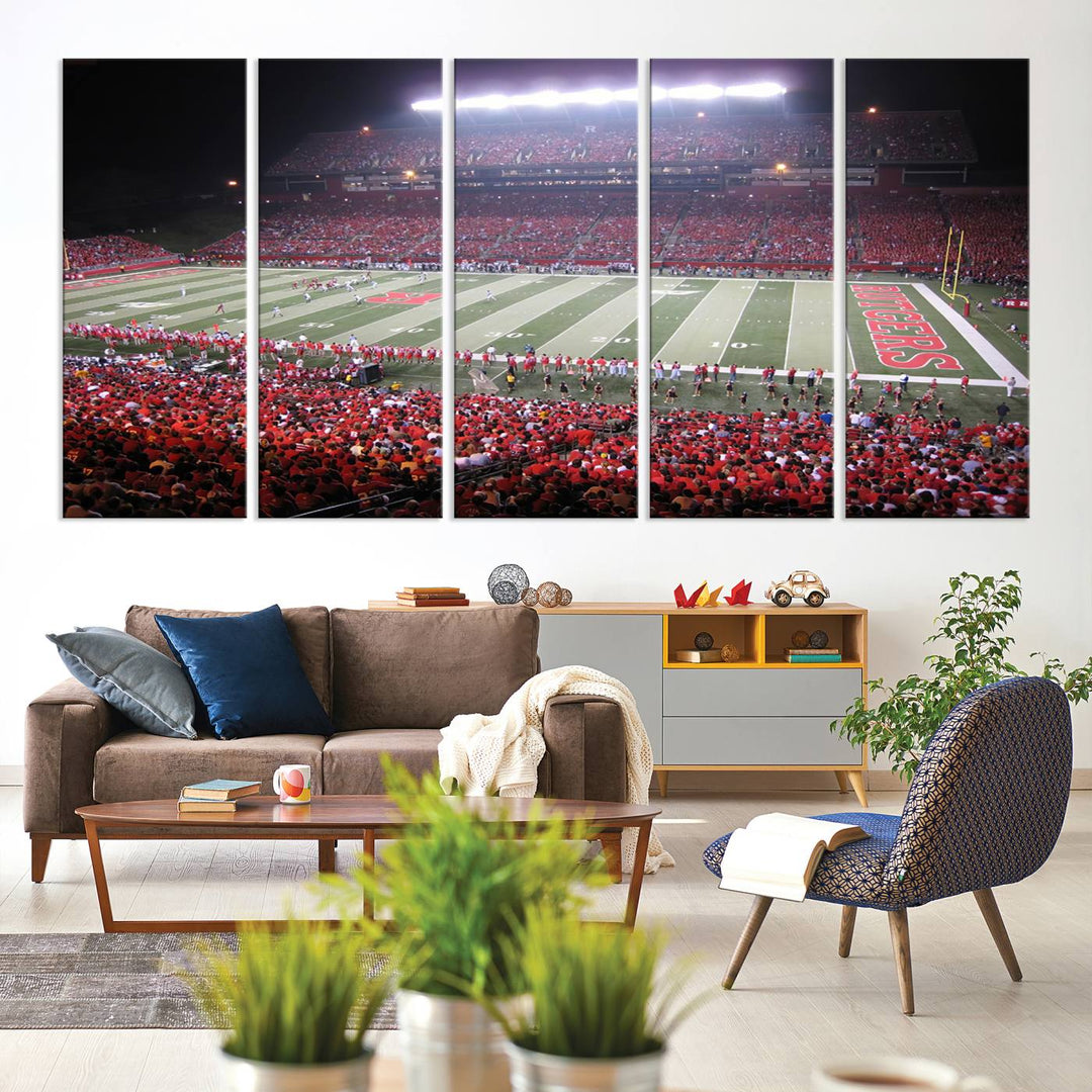 Rutgers University Scarlet Knights Football Team Print - Piscataway SHI Stadium Wall Art Canvas Print