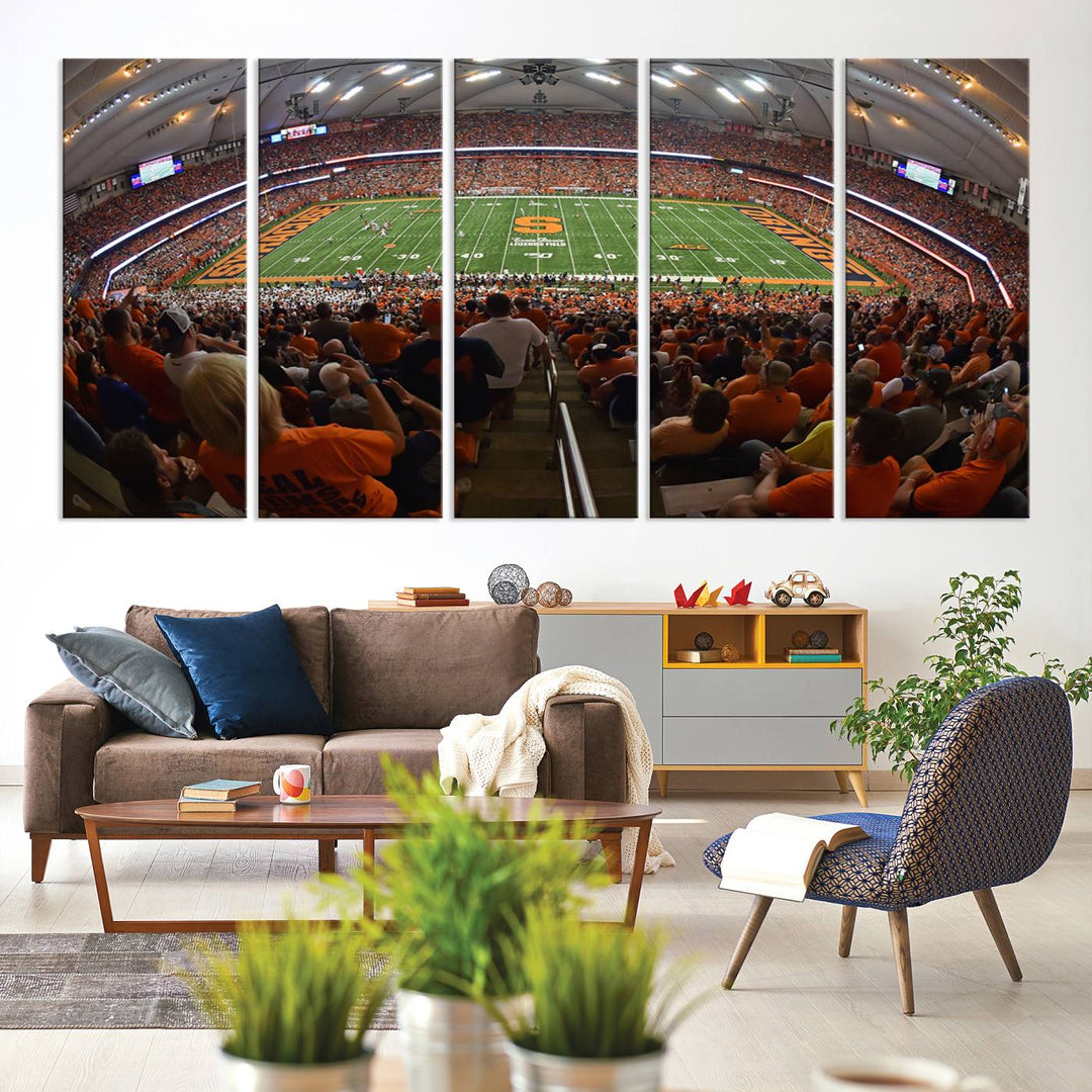 From above, the view resembles the Syracuse University Orange Football Team Wall Art Canvas.