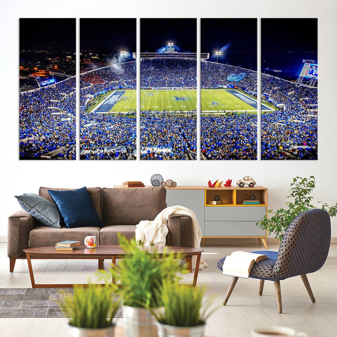 The University of Memphis Tigers Football Team Wall Art Canvas Print shines brightly.