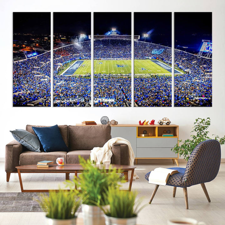 University of Memphis Tigers Football Team Print - Memphis Simmons Bank Liberty Stadium Wall Art Canvas Print