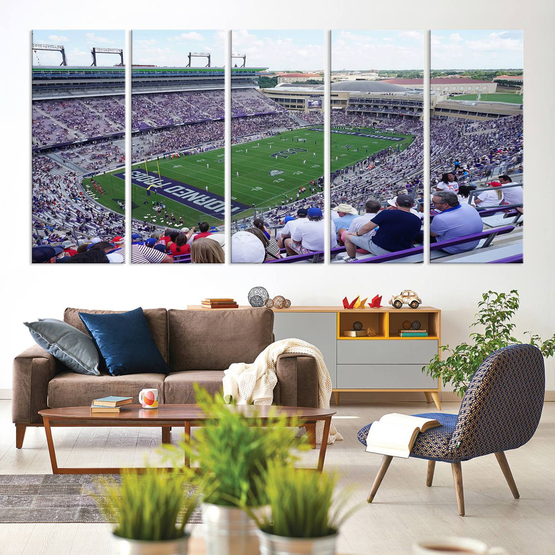 The Texas Christian University TCU Horned Frogs Football Team Print - Fort Worth Amon G. Carter Stadium Wall Art Canvas Print