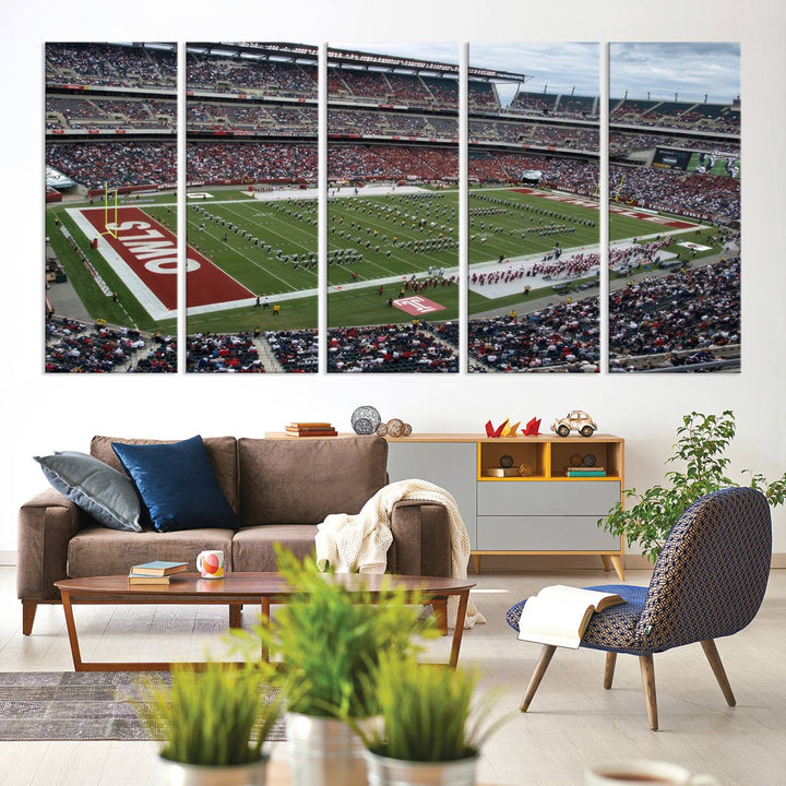 Aerial view wall art of Lincoln Financial Field during a Temple Owls game.