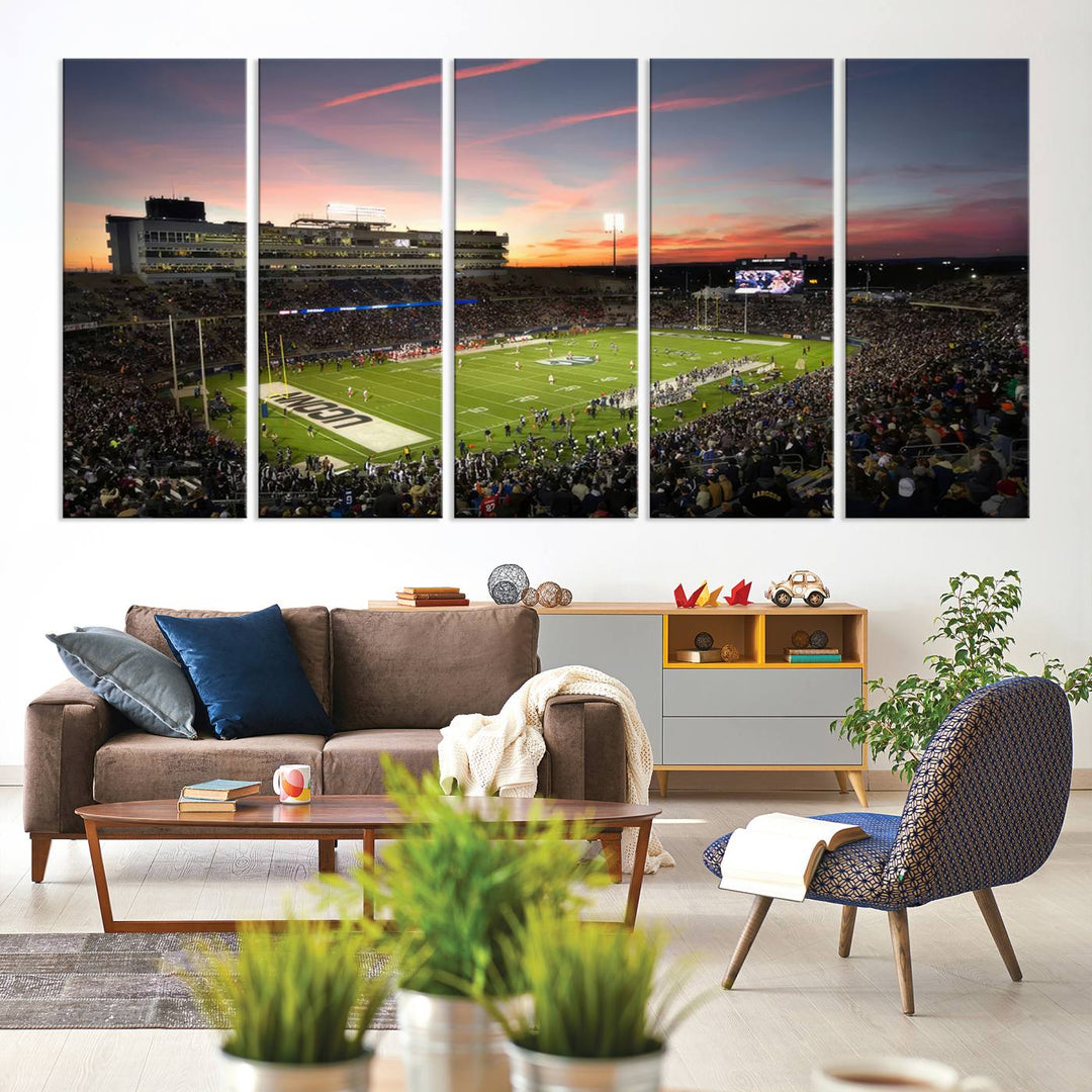 The University of Connecticut UCONN Huskies Football Team Print - East Hartford Pratt & Whitney Stadium Wall Art Canvas Print