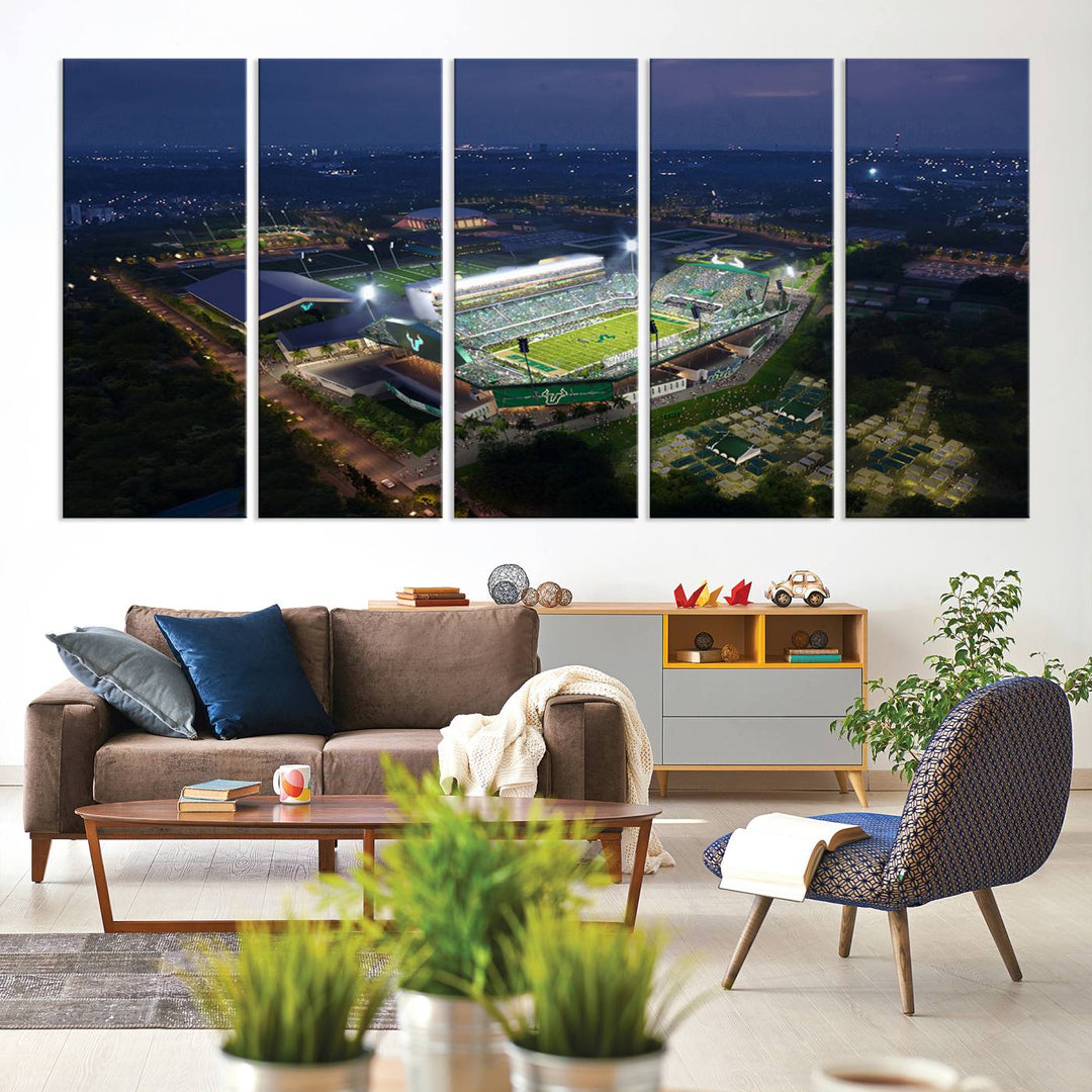 The University of South Florida Bulls Football Team Print - Tampa USF Football Stadium Wall Art Canvas Print