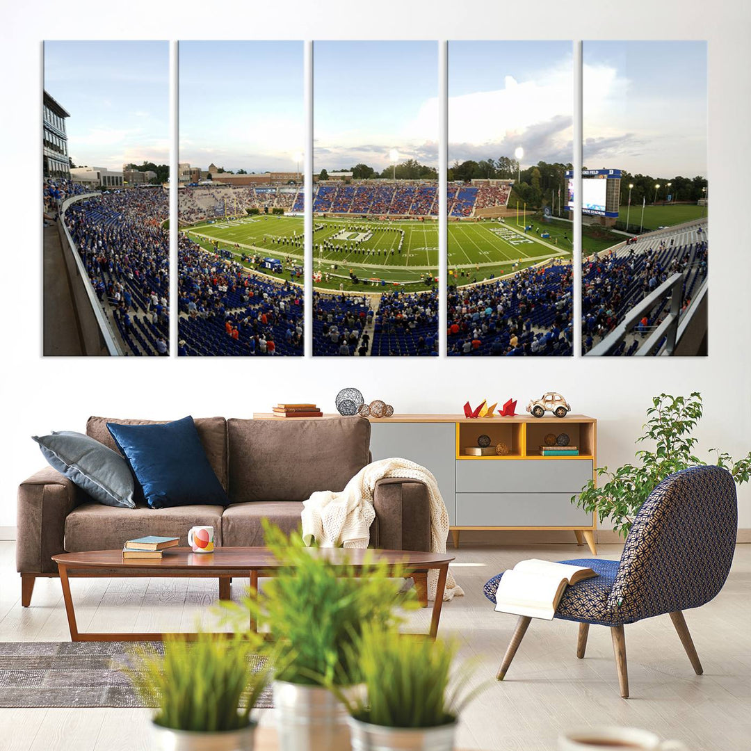 Wallace Wade Stadium print featuring a green field and sky.