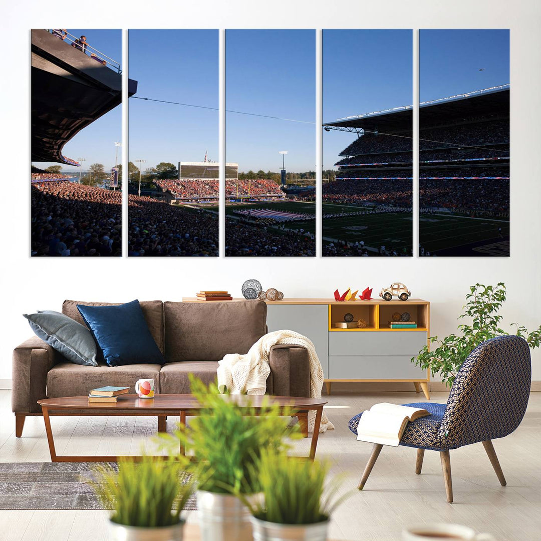 The University of Washington Huskies Football Team Print - Seattle Husky Stadium Wall Art Canvas Print