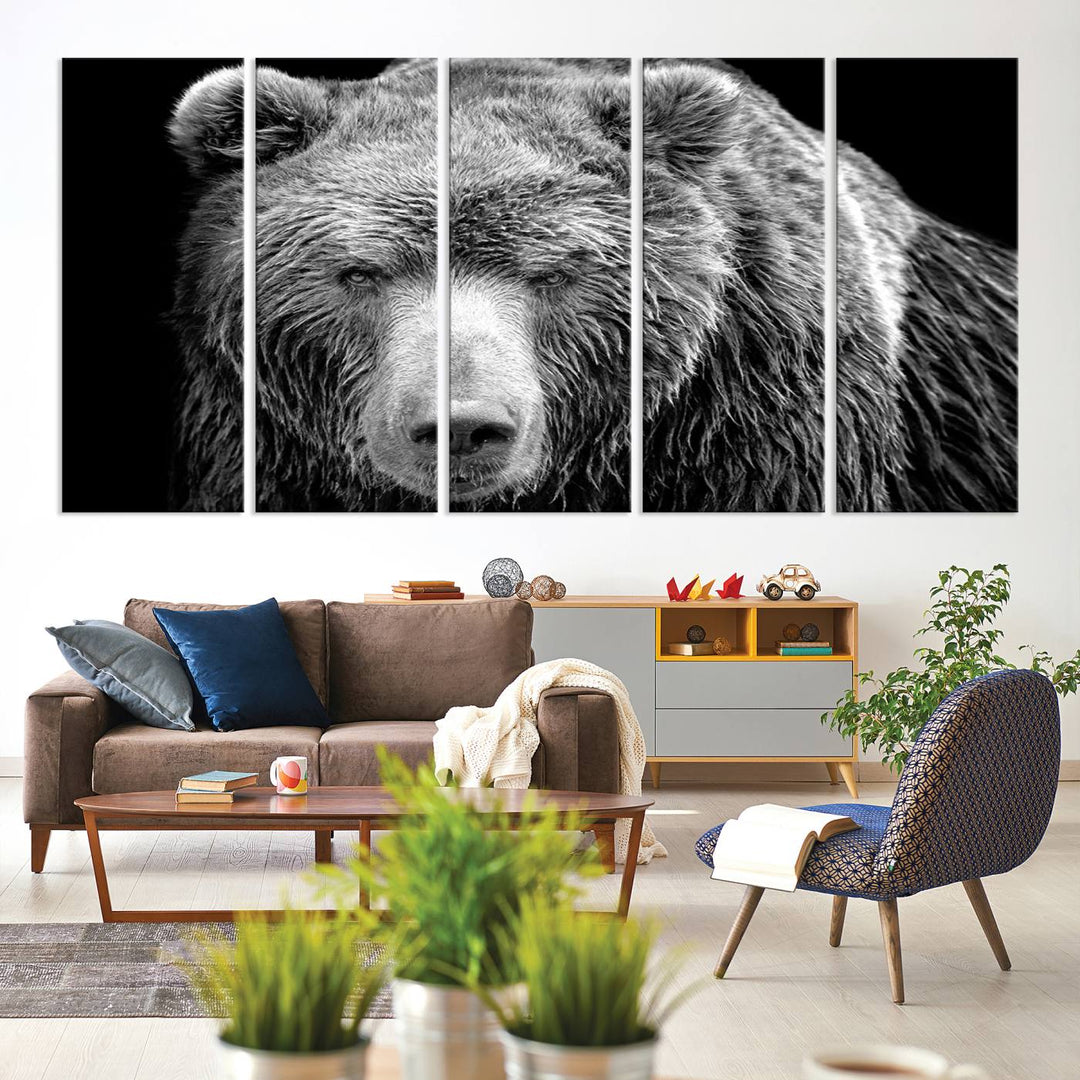 Grizzly Bear Canvas Print | Ready to Hang Wall Art | Rustic Farmhouse & Cabin Decor | Wildlife Artwork