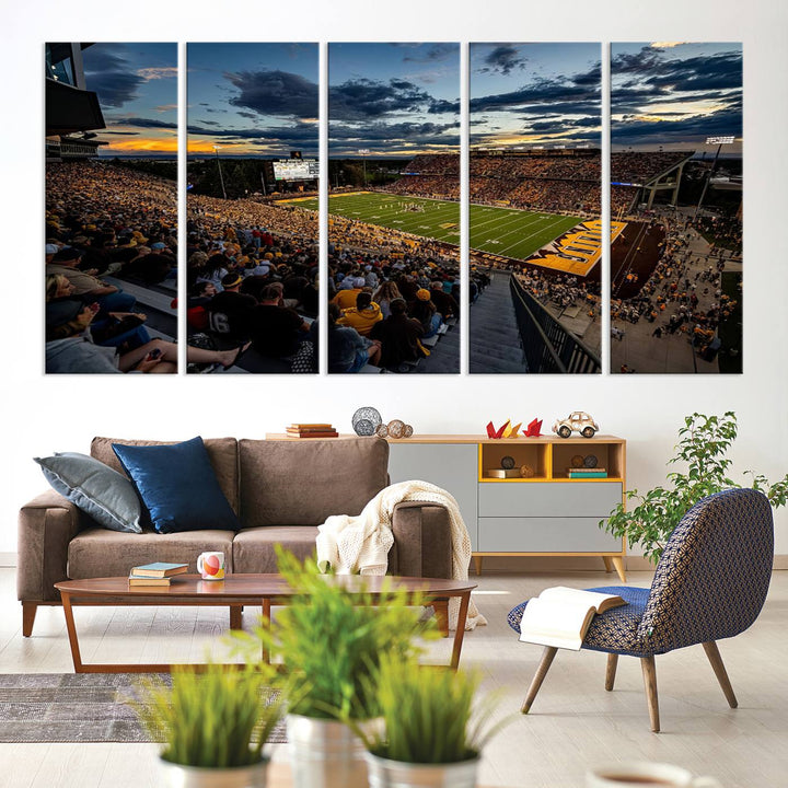 Cowboy Football War Memorial Stadium Wall Art | Ready to Hang Canvas Print of College Football Stadium at Sunset | Perfect for Sports Fans and Football Enthusiasts