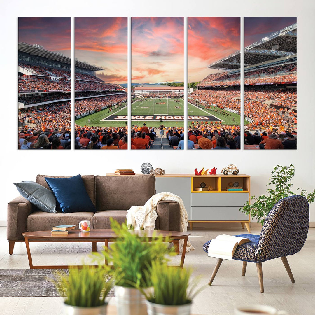 Oregon State Beavers Football Team Print - Corvallis Reser Stadium Wall Art Canvas Print