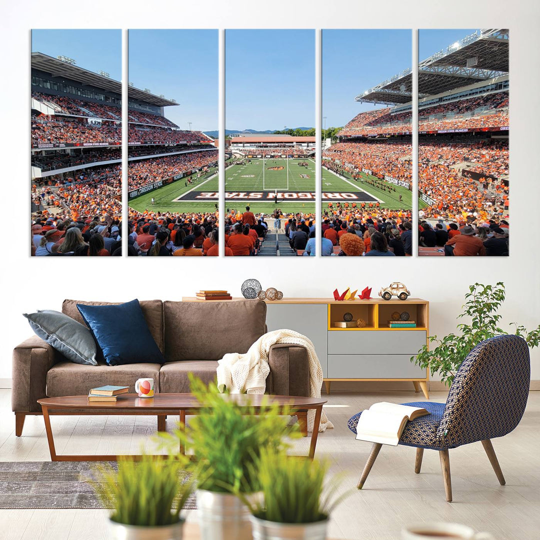 Oregon State Beavers Football Team Print - Corvallis Reser Stadium Wall Art Canvas Print