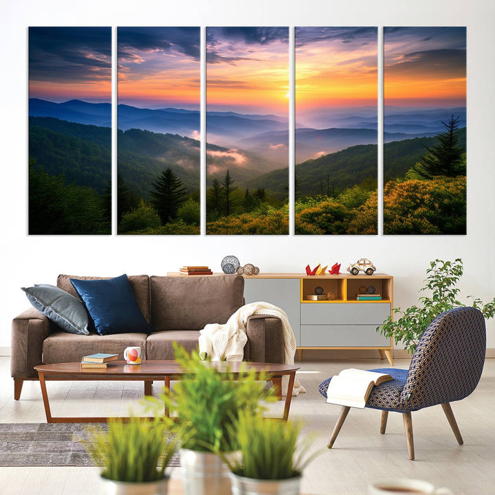 Majestic Mountain Sunrise Landscape Wall Art | Canvas Print Ready to Hang | Perfect for Farmhouse Wall Decor, Cabin Wall Art, Nature Lover’s Retreat