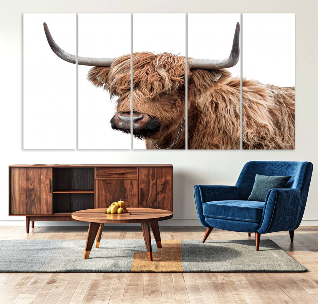 Self Portrait of Highland Cow Canvas Wall Art Print with UV coating.